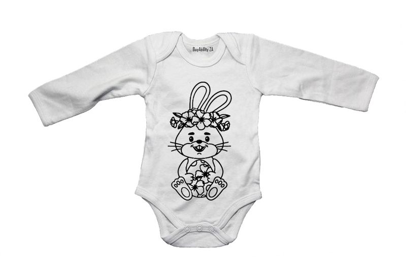 Sitting Floral Easter Bunny - Long Sleeve - Baby Grow