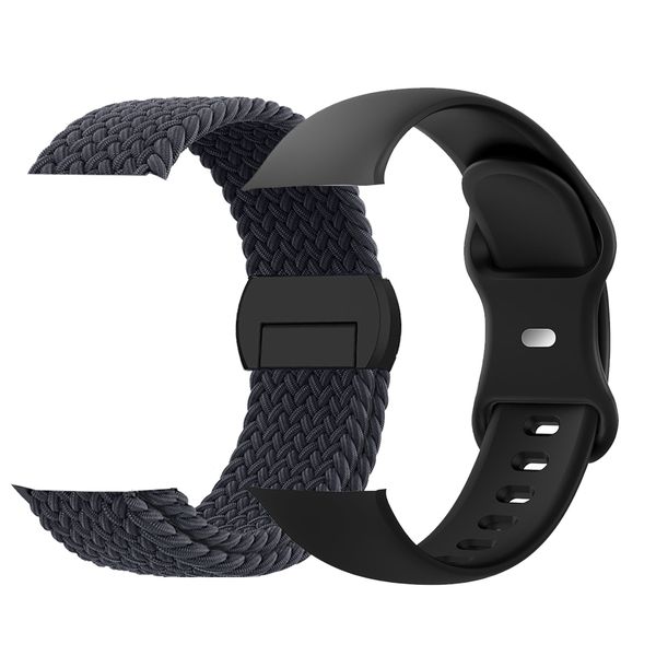 Silicone &amp; Nylon Watch Band Set-Compatible with Apple Watch (38/40/41/42mm)