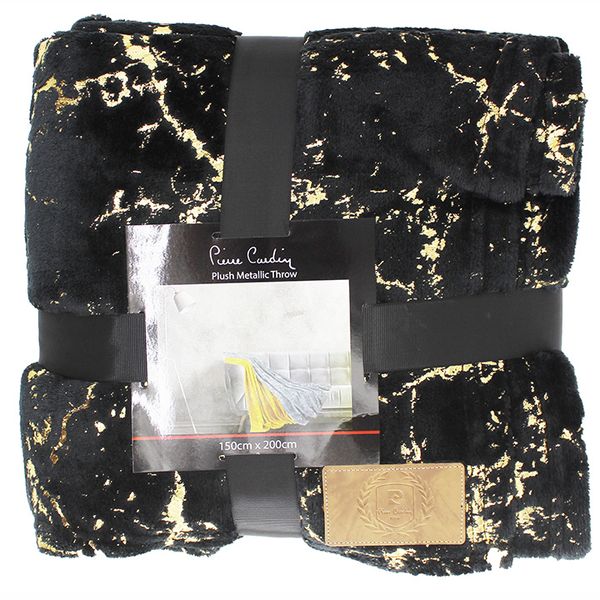 Pierre Cardin Plush Metallic Throw – Black With image