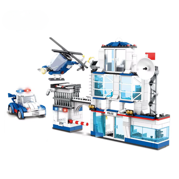 WOMA Suburban Police Station Building Set with Helicopter|563pcs|C0603A