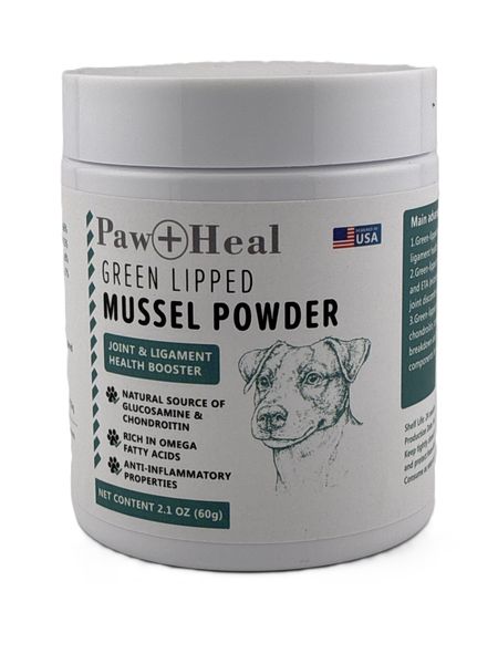 Paw &amp; Heal - Green Lipped Mussel Powder For Dogs for Joints &amp; Ligaments 60g