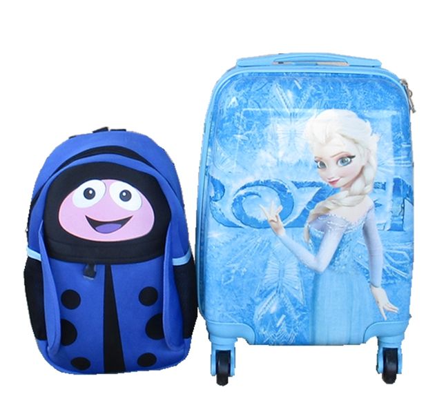 Frozen Kids Luggage Set- Spinner Wheels &amp; Blue Ladybug Backpack
