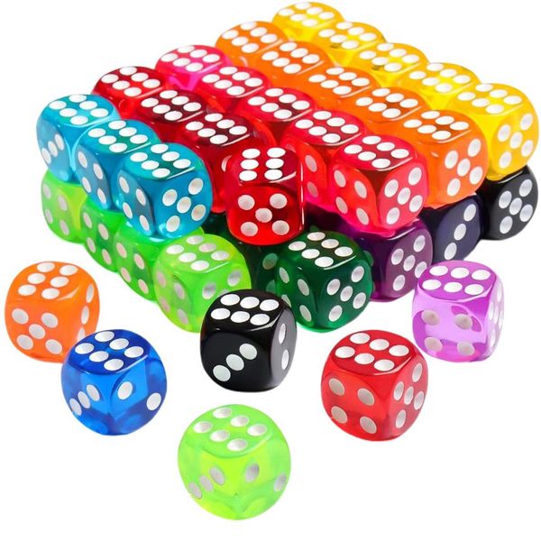 50 Pieces Colored Dice 6 Sided Dice for Board Games 14mm Bulk Dice