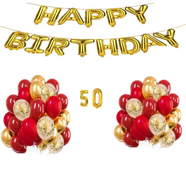Red and Gold Balloon Set 50 Years