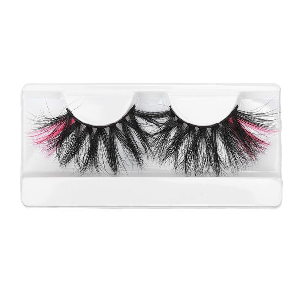 0.98inColor False Eyelashes Wispy Fluffy Pink Ends Dramatic Colored 670A-5C