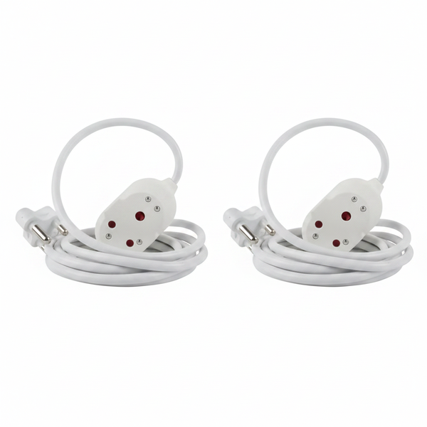 Nexus 3 Meter Double Extension Cord 1.5mm 16A - White - 2 Pack