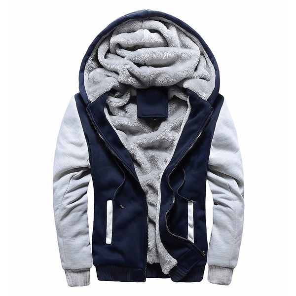 Men's Hooded Winter Jacket - Navy Blue