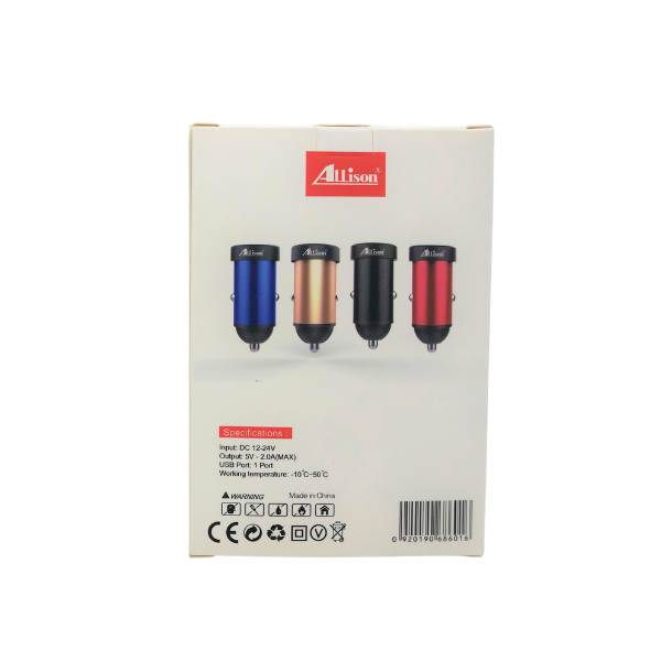 Allison A601 Portable Car Charger with Single USB Port