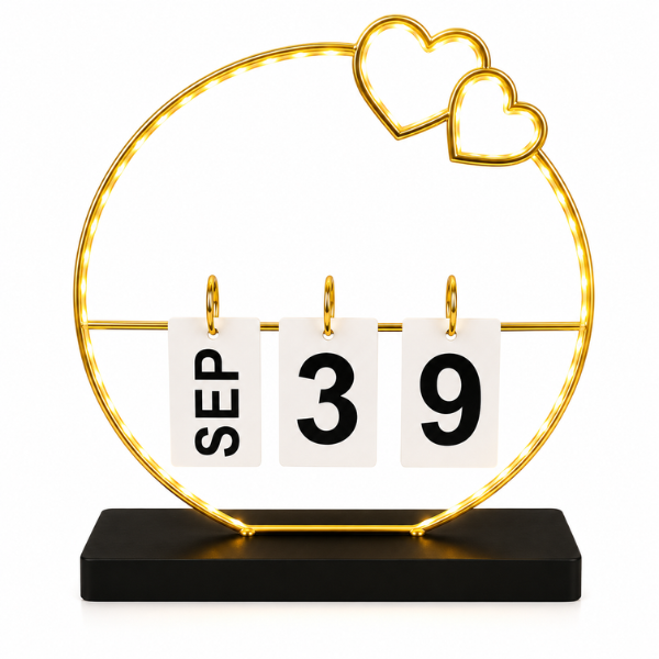 Decorative Flip Calendar with LED Light - 22x6x28cm
