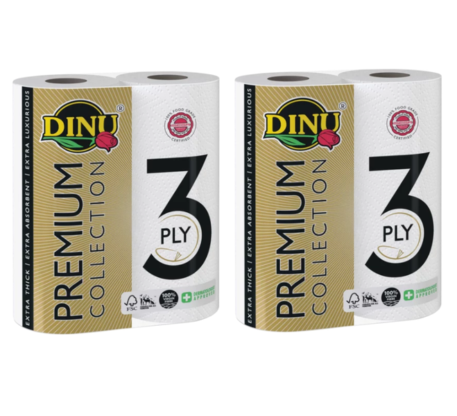 Dinu Premium 3 Ply Kitchen Towels - Pack of 4 Roller Towels
