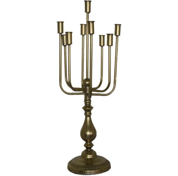 Gold Steel 9 Arm Candle Holder - 73cm