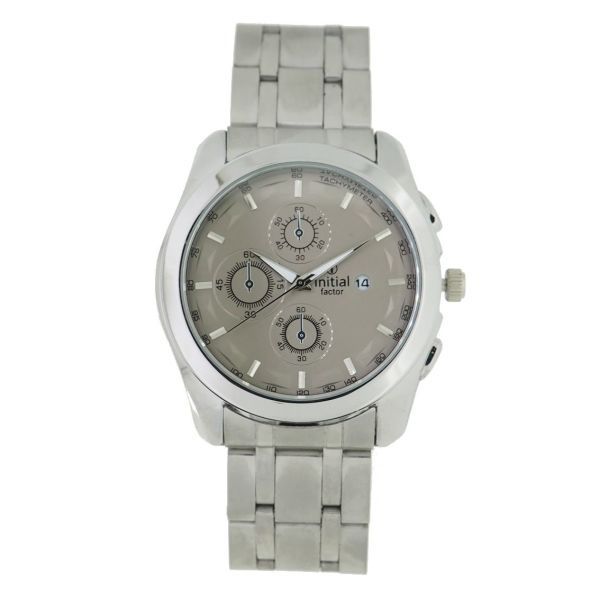 Initial Gents Metal Strap Watch With Date WK364 SIL