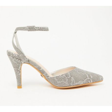 Quiz Ladies Grey Glitter Lace Court Heels Shop Today. Get it