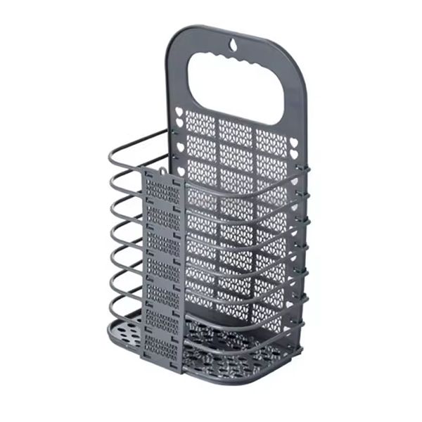Large Capacity Wall Mounted Foldable Laundry Basket--Grey &amp; White