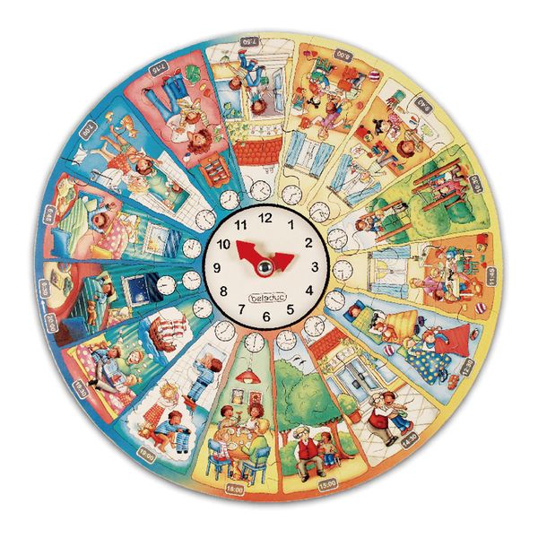 Beleduc Wooden Learning Puzzle: My Daily Routines with Clock