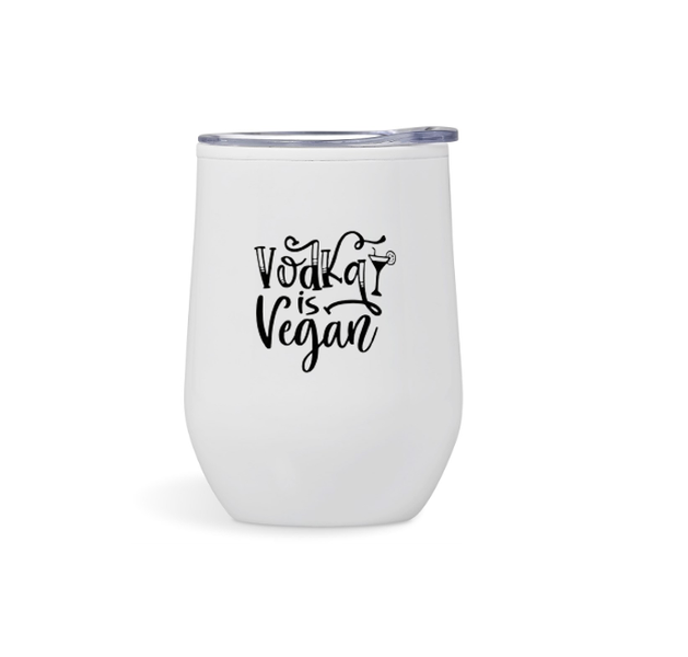 White Tumbler 350ml - Vodka is Vegan A