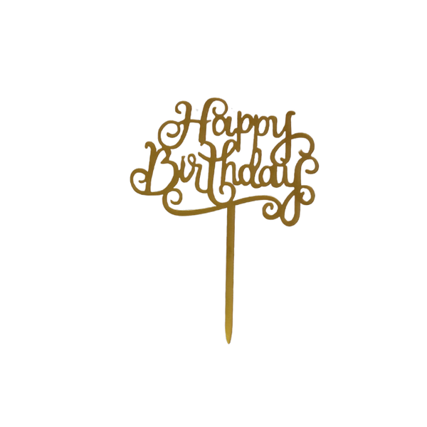 Happy Birthday Small Gold Cake Topper
