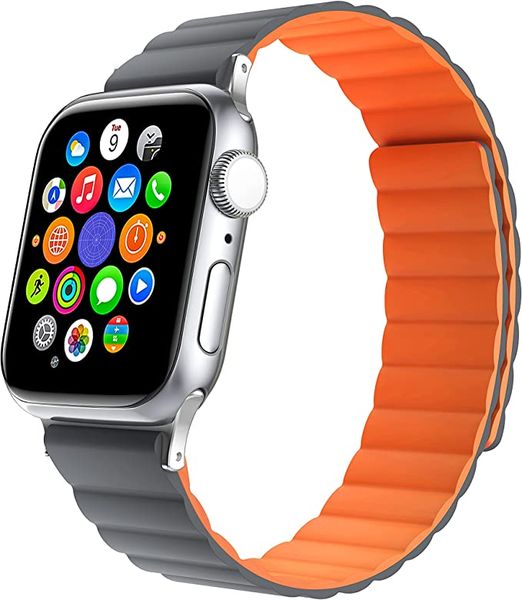 Magnetic Silicone Band for Apple Watch - 38/40/41mm Grey/Orange - MagneStix