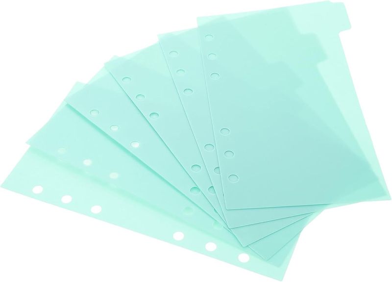 6 Sheets Detachable Binder Dividers with Color Tabs Cute Loose Leaf Index