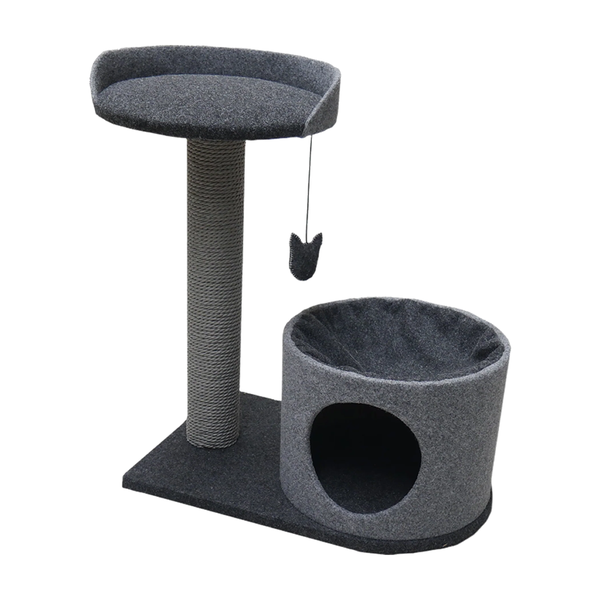 Rosewood Charcoal Felt Cat House &amp; Perch