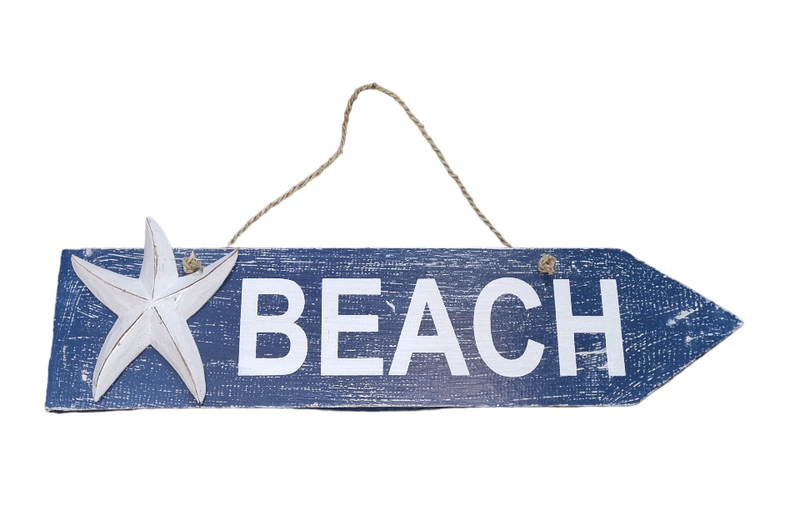 Beach Wood Arrow Sign 45cm x 10cm