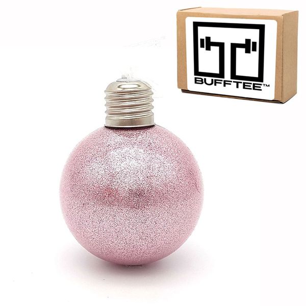 Bufftee Light Up Christmas White Glitter Bauble - Self Lit Christmas Ball