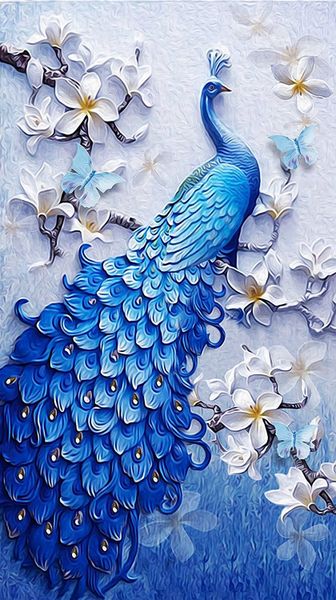Diamond Painting DIY Full Drill - Blue Peacock 60x104cm