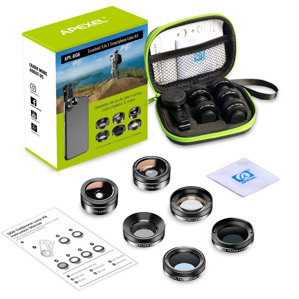 Apexel Mobile Phone Clipon 6in1 Camera Lens Kit Shop Today. Get