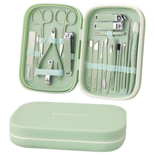 22 Piece Stainless Steel Nail Grooming Kit with Travel Case