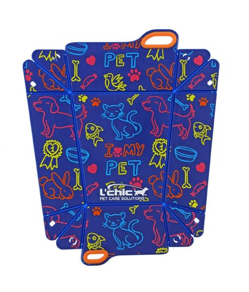 L'Chic Chop 2 Bowl Blue Dogs