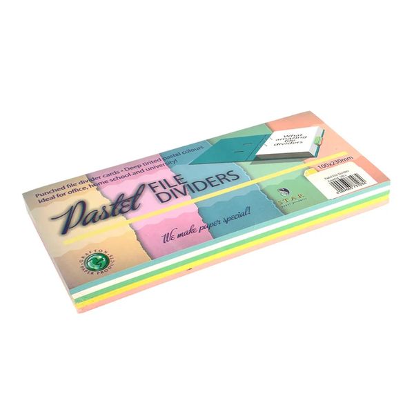 Star Board File Dividers Pastel Colour Plain Tab 230mmx100 Pack of 100
