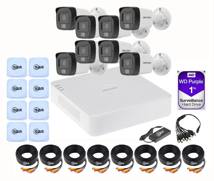 Hikvision 16CH DVR &amp; 8 Audio Cameras Smart Hybrid Light Kit-1TB-SBR Bundle