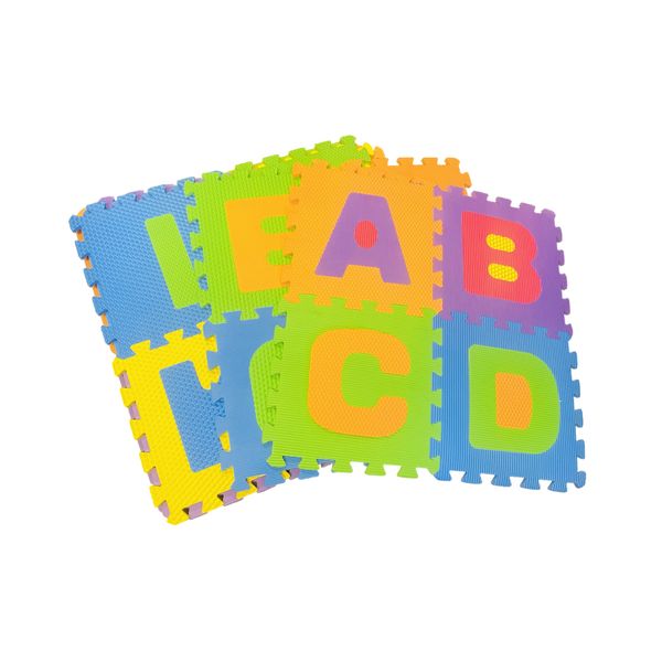 12" x 12" 28Pcs Interlocking Alphabets and Shapes Educational Puzzle Mat