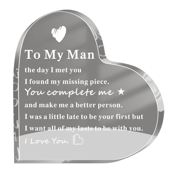 Heart-Shaped Acrylic Plaque with Heartfelt Message for Husband - Clear