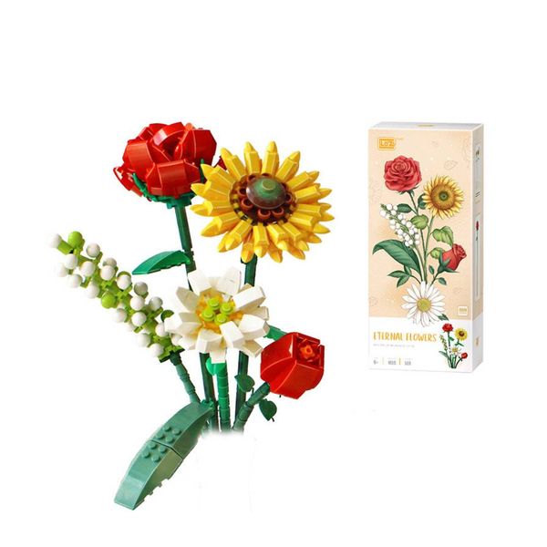 568pcs Flower Bouquet Building Kit Artificial Sunflower Plants