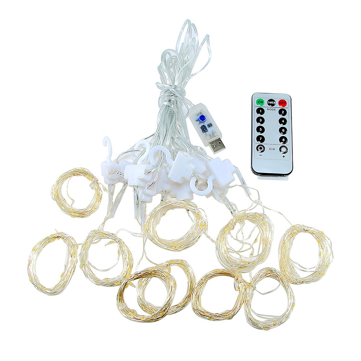 8 Modes USB Remote Control LED Curtain String Light Party Home 3m by 3m
