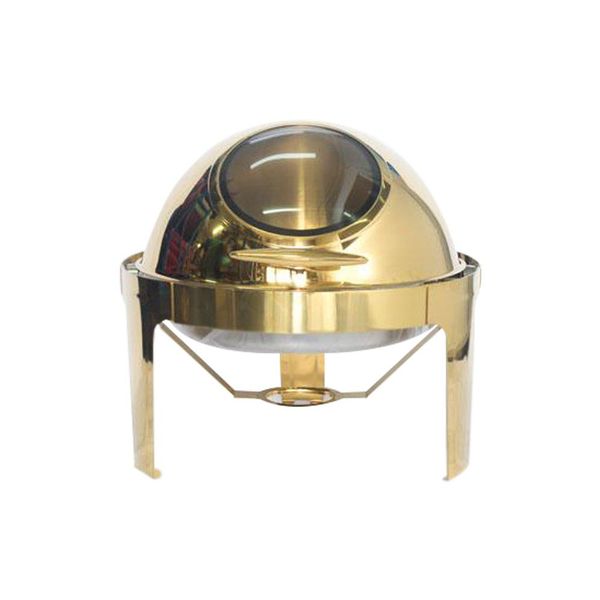 Gold Window Round Roll Top Chafing Dish
