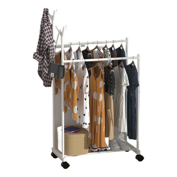 Double Rods Clothes Rack Clothing Rack for Hanging Clothes With Wheels
