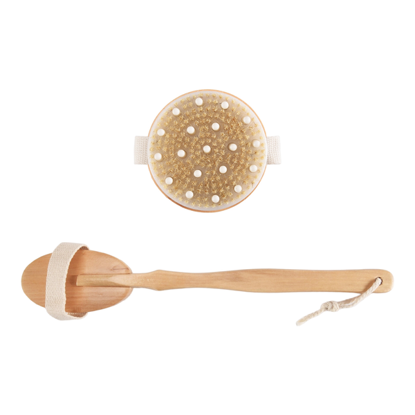 Dry Brushing Body Brush Set of 2, Dry Skin Exfoliating Brush, Handle Back