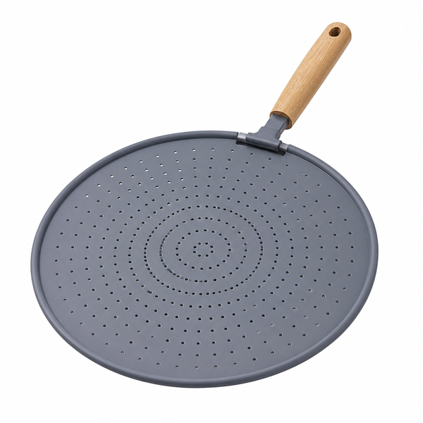 Silicone Splatter Screen 32CM with Wood Handle Bpa Free for Frying Pans