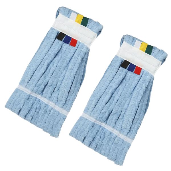 Microfibre Hygiene Fan Mop Replacement Head with Colour Tags - Blue - 2Pack