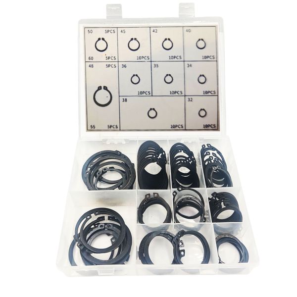 100-Piece Circlip Snap Ring Assortment Set M32-M60 with Case