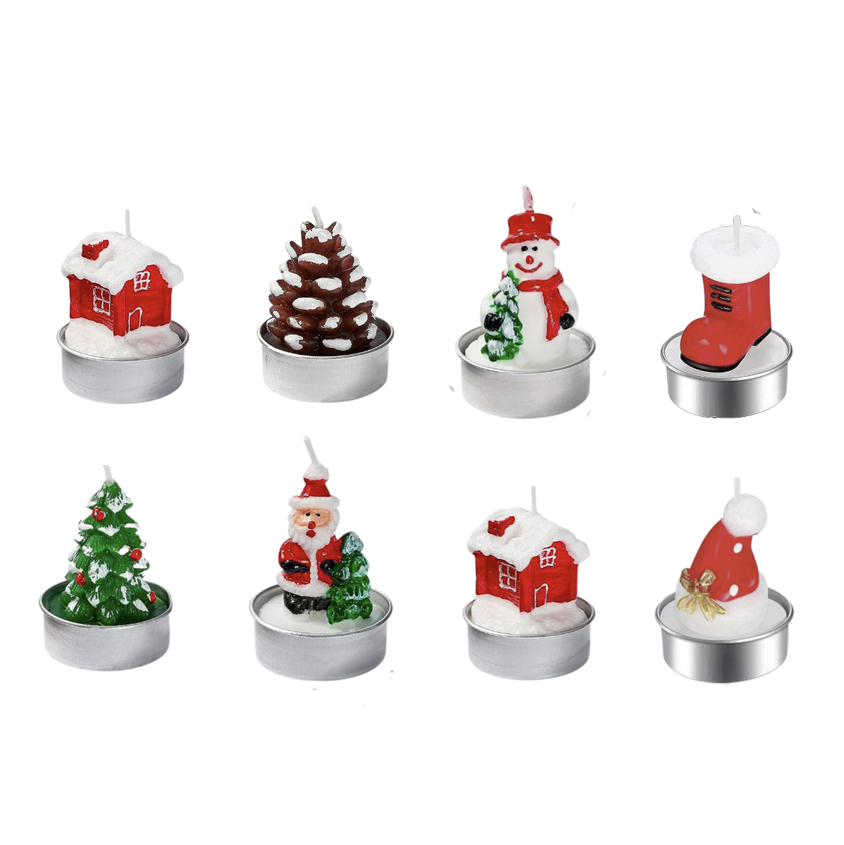 Set of 8 Mini Christmas Candles