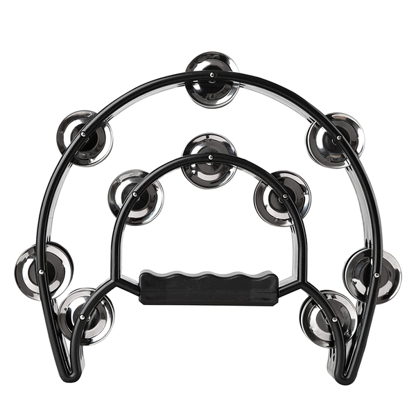 Half Moon Musical Tambourine Hand Held Percussion Drum-Green