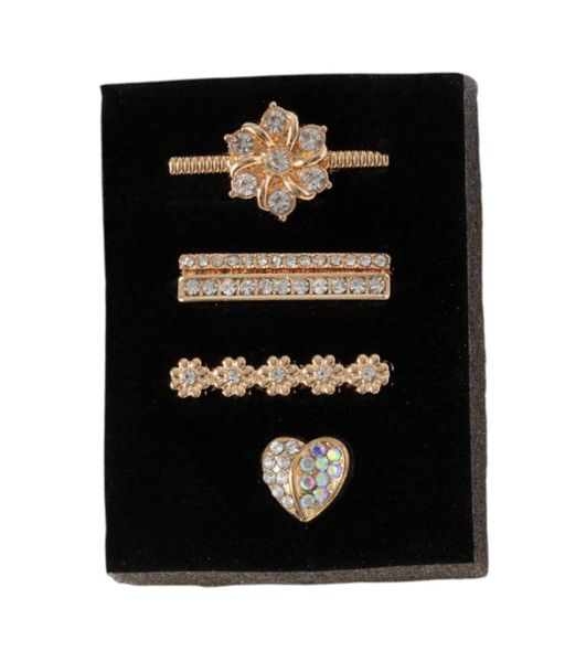 4-Piece Flower and Heart Decorative Rings for Apple Watch Straps - Silver