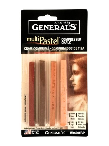 General's MultiPastel Earth Tones Compressed Chalk 4pc