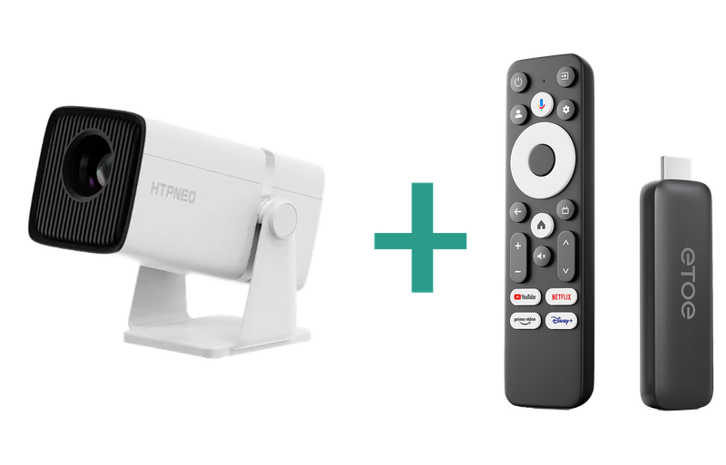 HTPNEOH69 720P Projector+Etoe GTV stick, Smart package deal
