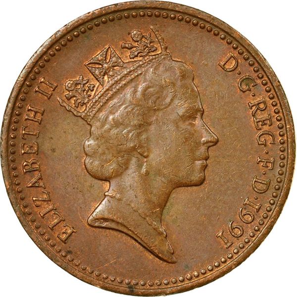 1991 United Kingdom British 2 Pence Queen Elizabeth II