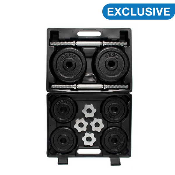 GetUp Weight Plate Dumbbell Set with Plastic Suitcase - 20kg