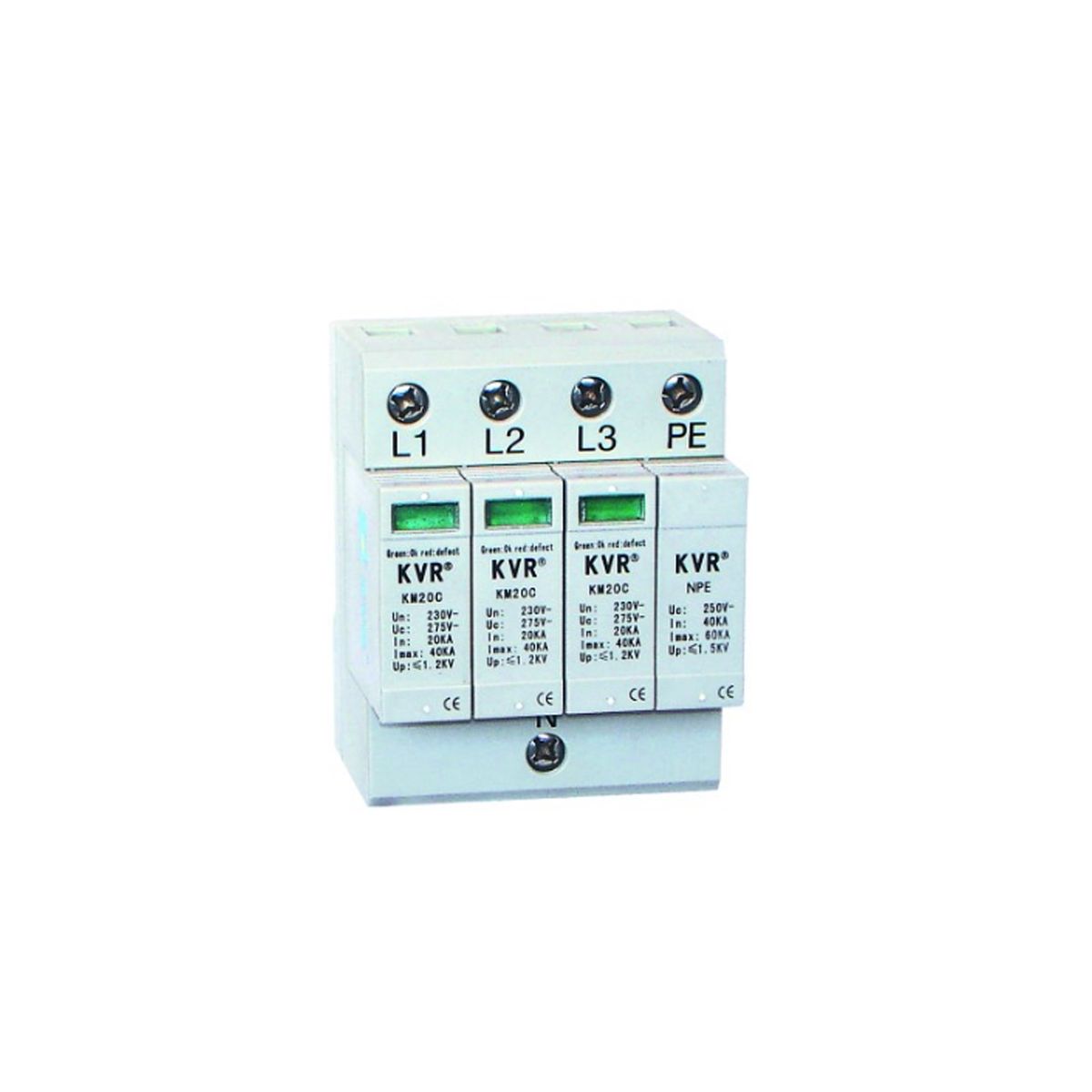 AC Surge Protection Device SPD 4-POLE (3L+N) 400V 40kA Plug-In+Aux ...